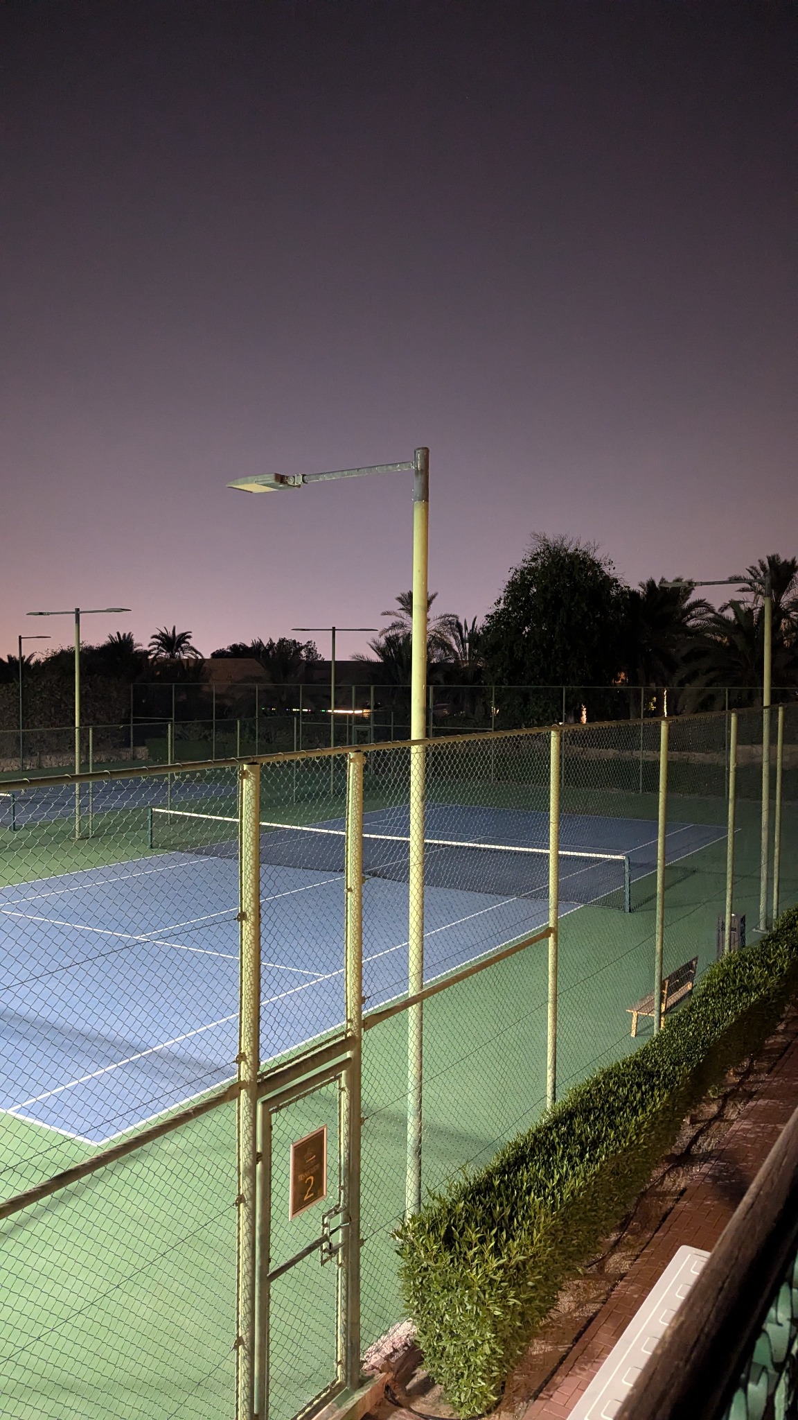 Desert Palm Racquet Club courts at sunset